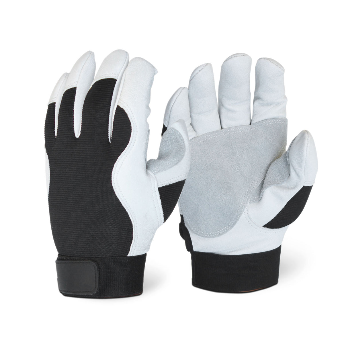 U-520083- Elite Premium Grain Goatskin Reinforced Black Mechanic Glove 